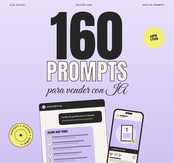 Tapa del pack 160 prompts para vender con IA